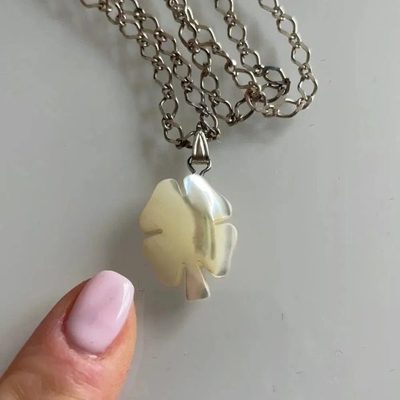 Genuine 925 Sterling Silver  Necklace with 4-Leaf Clover Charm - Picture 4 of 9